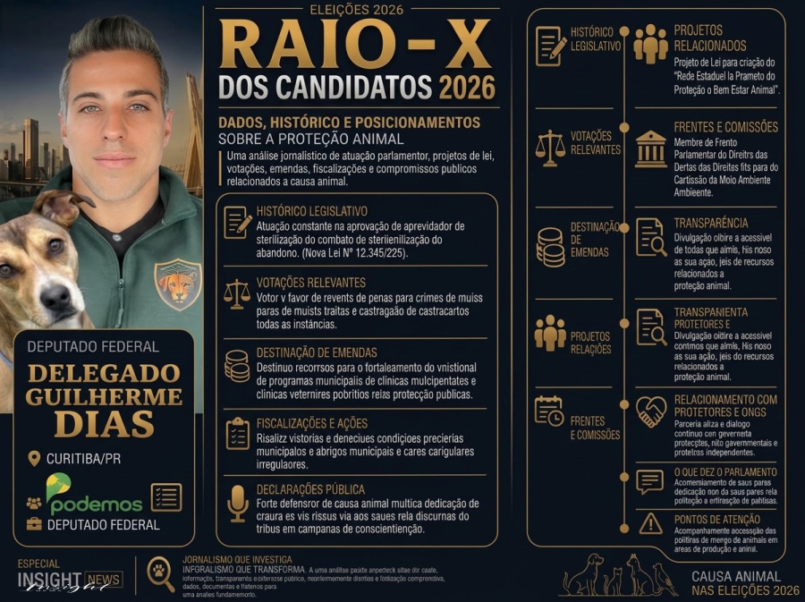 Eleições 2026: Raio-X Candidatos da Causa Animal “Del.Guilherme Dias”