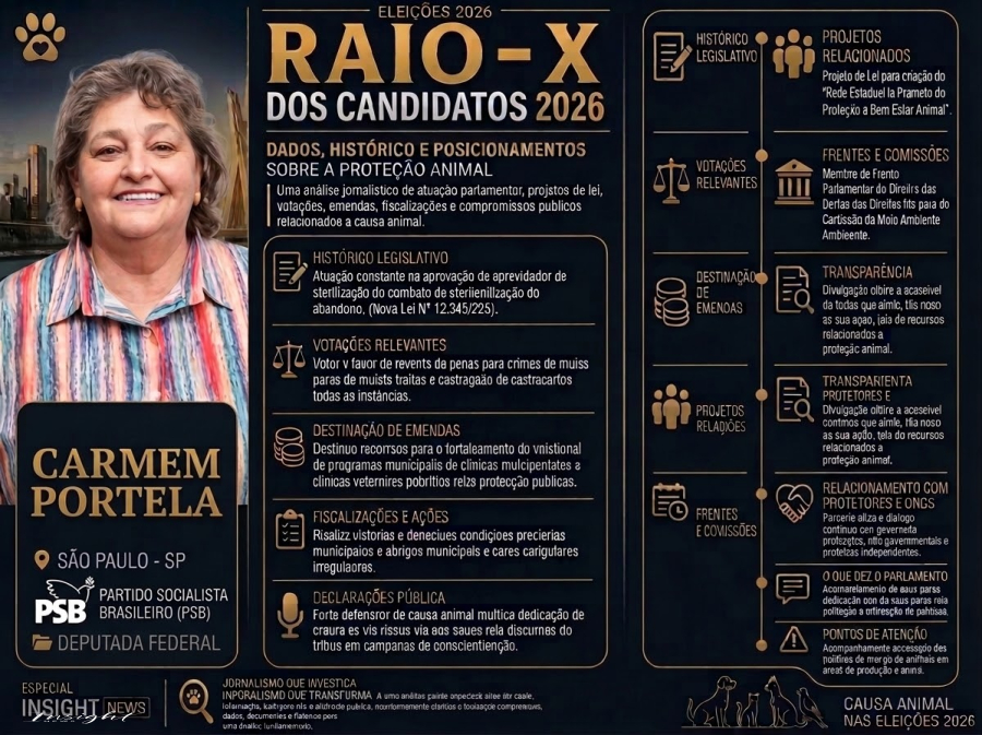 Eleições 2026: Raio-X Candidatos da Causa Animal “Carmem Portela”
